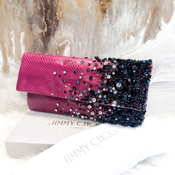 STUNNING! Jimmy Choo Python Crystal Dipped Clutch - Picture 4 of 8
